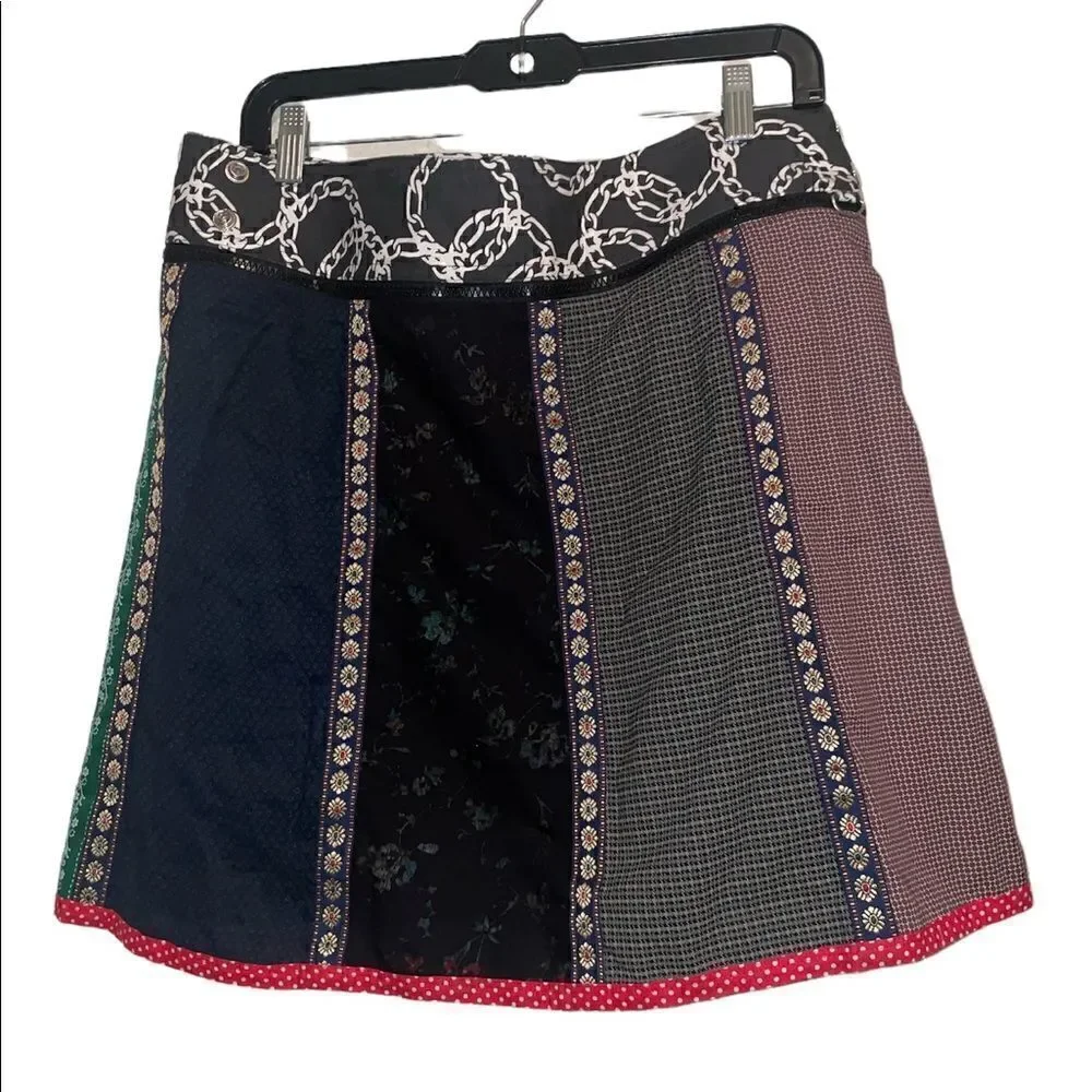 Zand Amsterdam Womens One Size Wrap Skirt Reversible Print Snap Adjustable